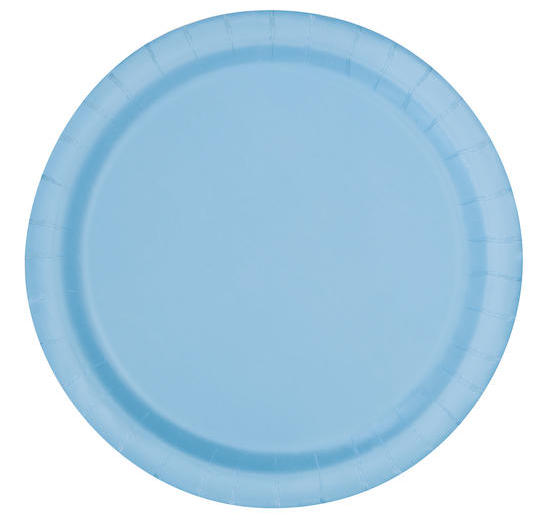 20 Assiettes 18 cm  bleu ciel , en carton