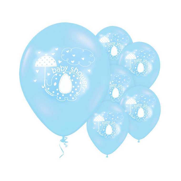Ballon latex - Baby Shower - Elephant -   30 cm - blau- 8 x