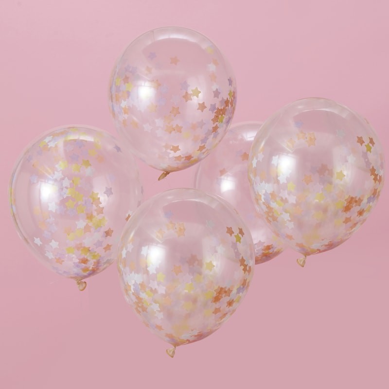 5 Ballone  Confetti 30 cm Pastel, make a wish