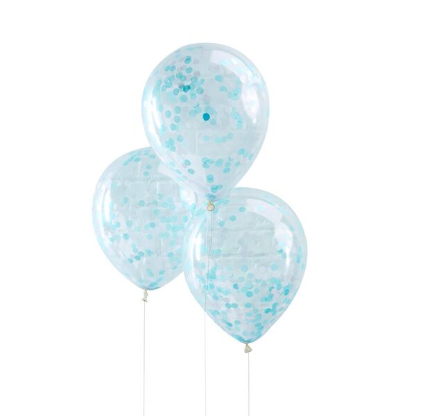 5 balloons Confetti  30 cm blue Confetti