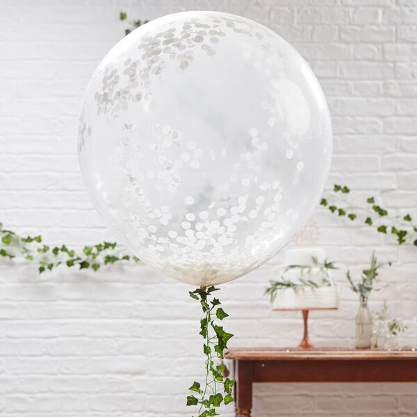 3 balloons XL  Confetti  90 cm Confetti blanc