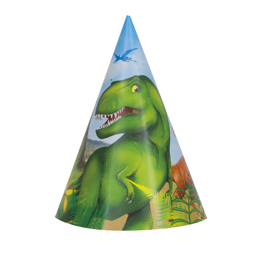 8 Dino Birthday Party Hats