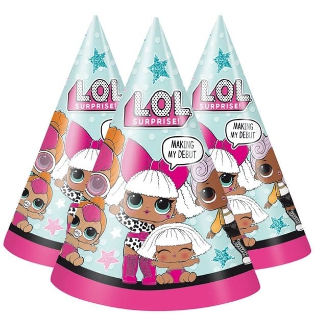 8 LOL Surprise Birthday Party Hats