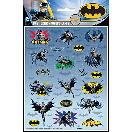 80 autocollants thème Batman, 4 feuilles