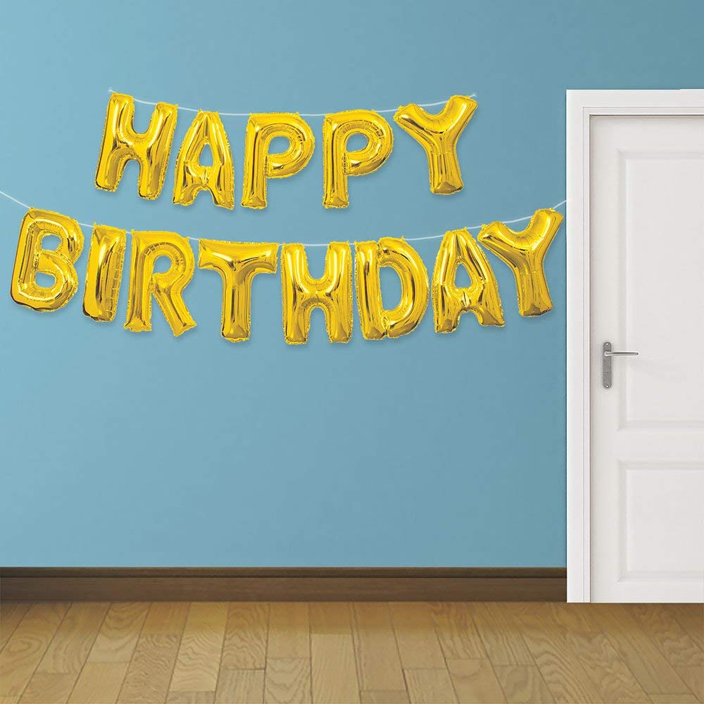 Ballon Aluminium doré Happy Birthday