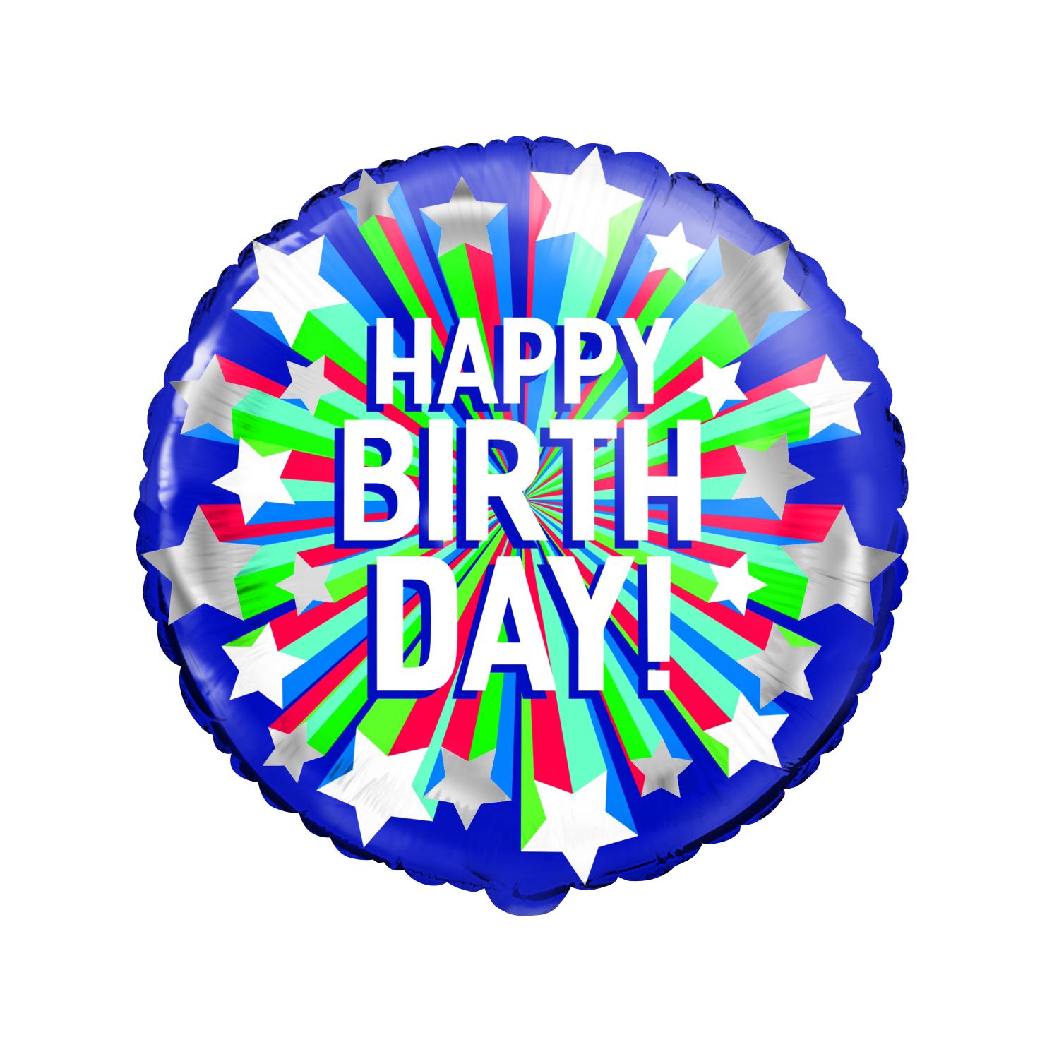 Foil Balloon 46 cm, Happy Birthday star Blue