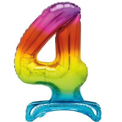 Foil Balloon, 76 cm, number 4 / RAINBOW. standing