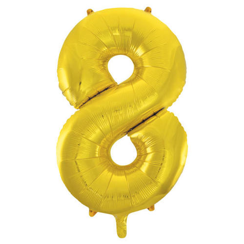 Foil Balloon, 86 cm, number 8 / GOLD