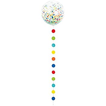 Ballon  avec confettis et Guirlande Tassel, Arc en ciel 61 cm