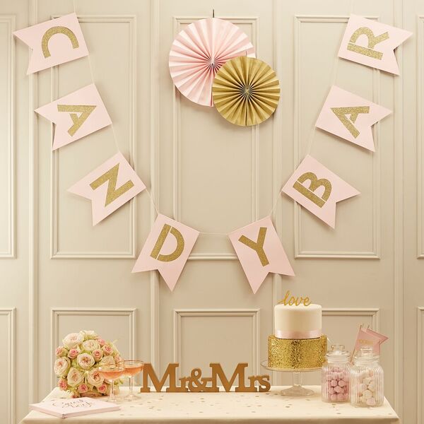 2  Meters, CANDY BAR Bunting gold and pink