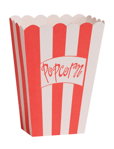 Boîte à Popcornes, rouge et blanche   8 pces