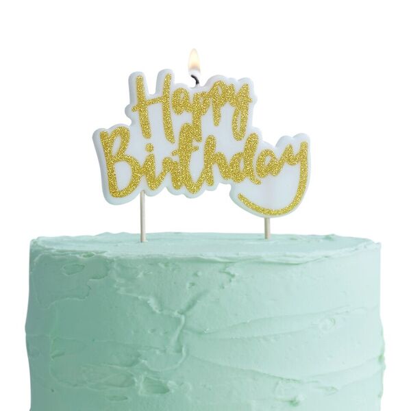 Happy Birthday Golden Candle - Pick & Mix 10 cm
