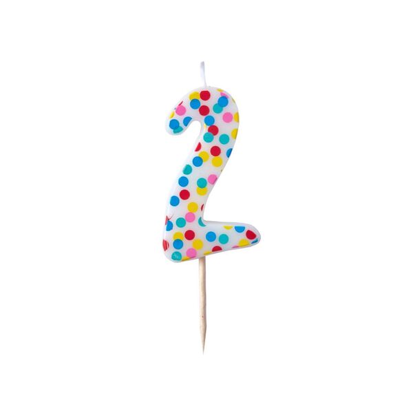 Polka Dot Candle Number 2 - Pick and Mix - 9 cm