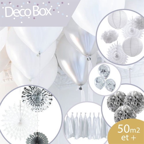 DECO BOX, um bis zu 50m2 und mehr zu dekorieren, Weiss und Silber , mit 7% Rabatt