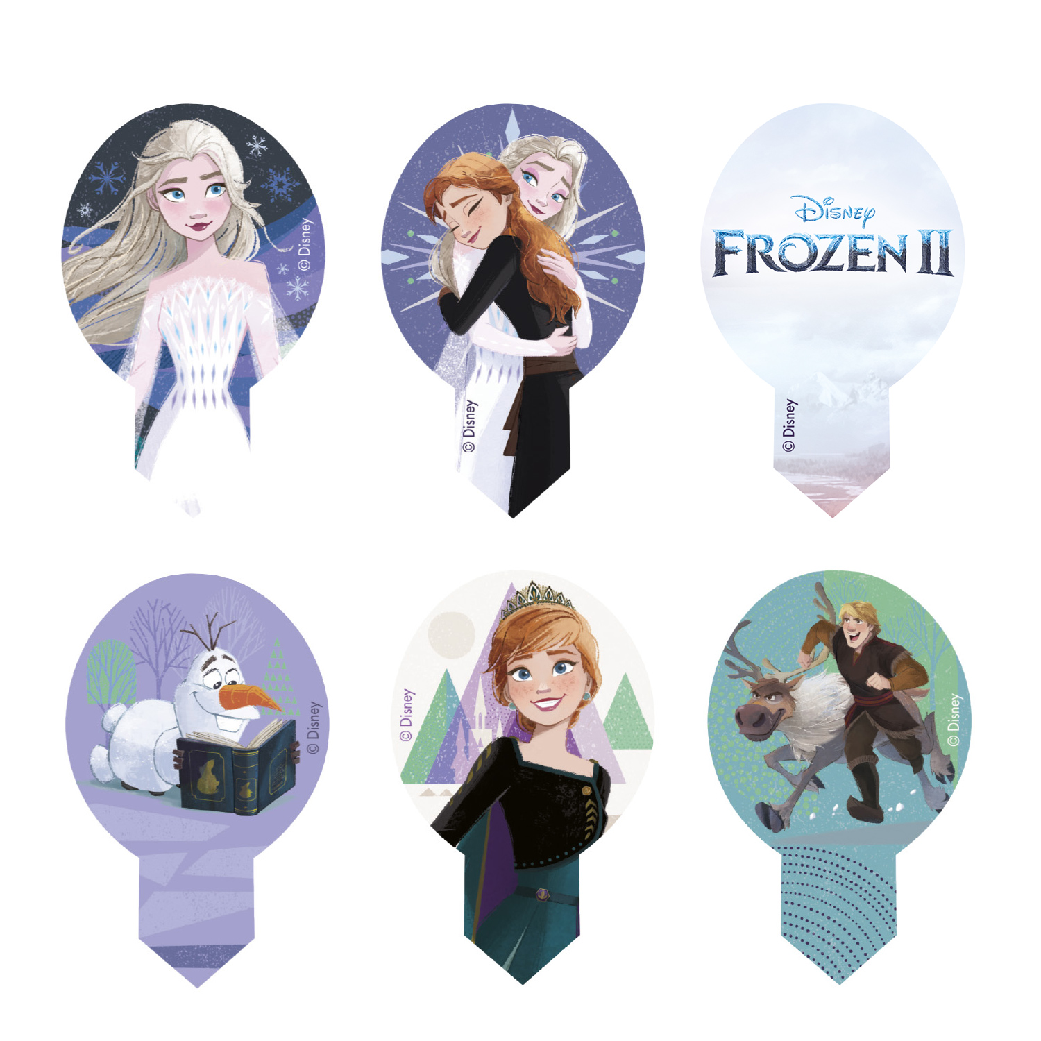 Décorations en Azyme pour Cupcake, Frozen II, 6,5 x 4 cm, 20 x