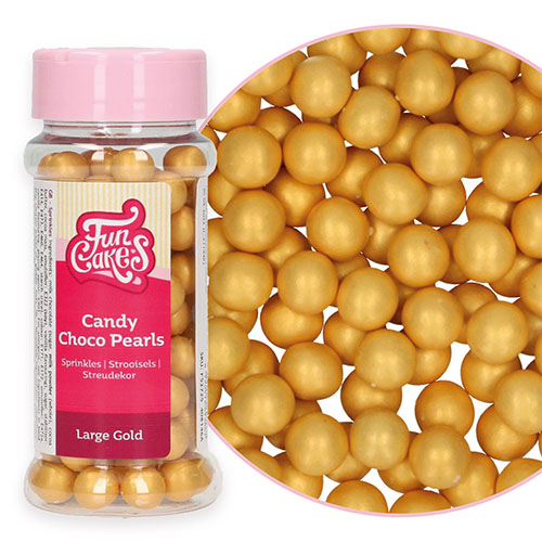 FUNCAKES CANDY CHOCO PEARLS LARGE GOLD 70 G