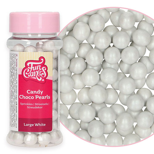 FUNCAKES CANDY CHOCO PEARLS LARGE WHITE 70 G