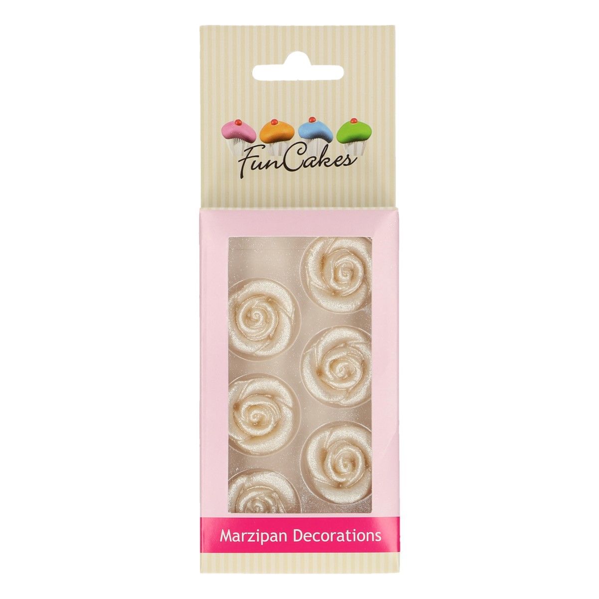 FUNCAKES MARZIPAN DECORATIONS ROSES SILVER SET/6