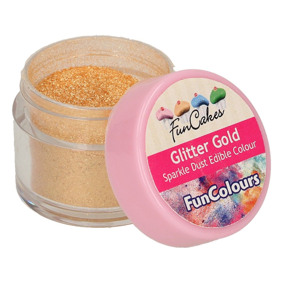 FUNCAKES EDIBLE FUNCOLOURS SPARKLE DUST - GLITTER GOLD, Farbpulver Gold 3,5g