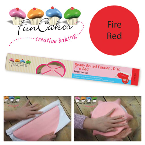 FunCakes Ready Rolled Fondant Disc -Fire Red