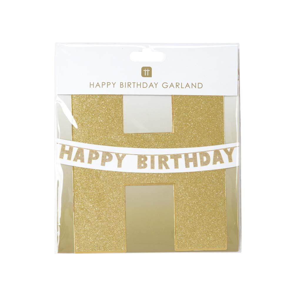 Luxe Girlande, Happy Birthday, Gold, 3m