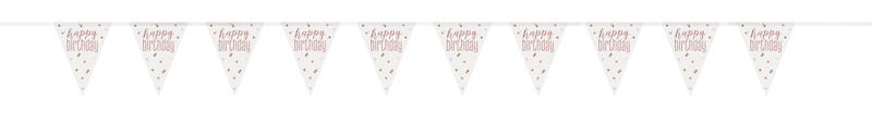 Banner Luxe plastic, 2,7 m, Happy birthday rosa gold