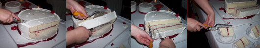 Découpe du gâteau de mariage
