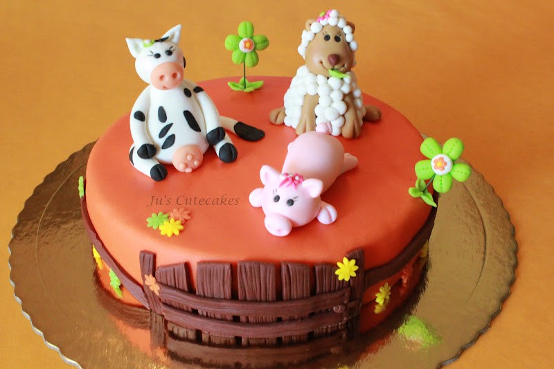 Gâteau d'anniversaire animaux de la ferme