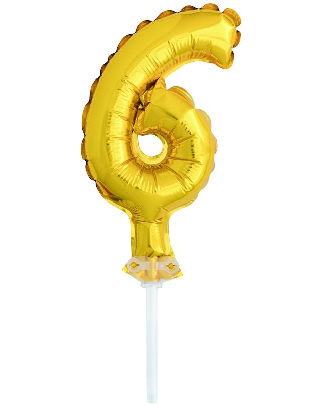 inflating mini foil Balloon Cake Toppers 6 Gold,  13 cm