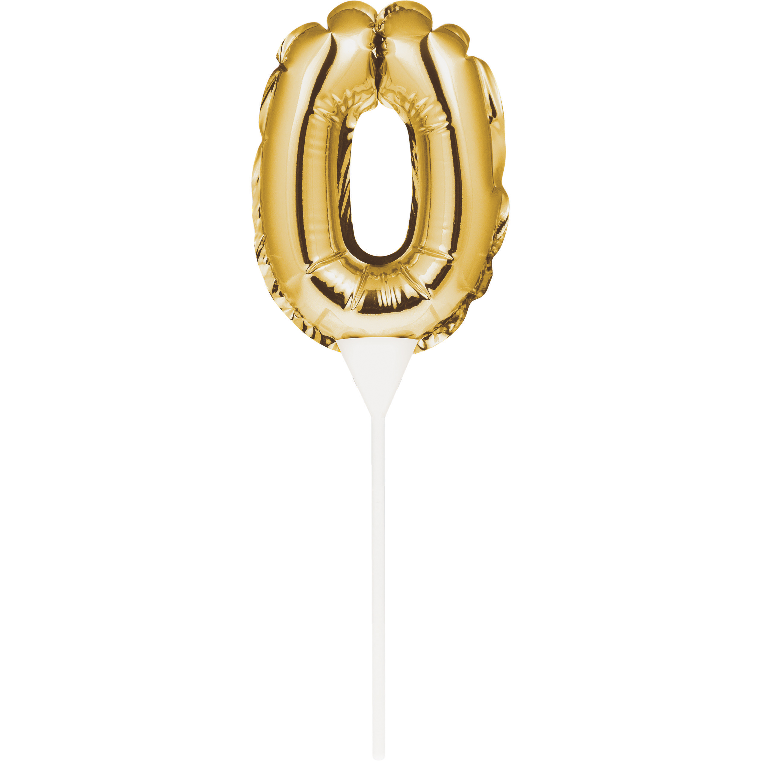 Self-inflating mini foil Balloon Cake Toppers 0 Gold,  14 cm
