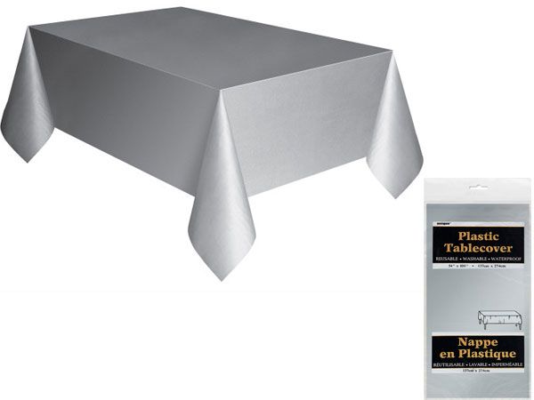 Tablecover  silver  plastic, 137 x 274cm