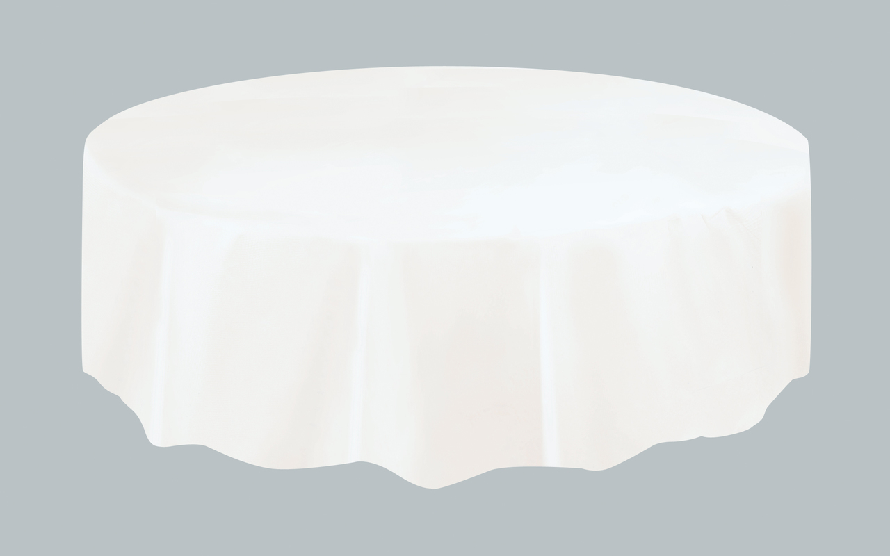 Nappe plastique de table ronde  blanche 213 cm