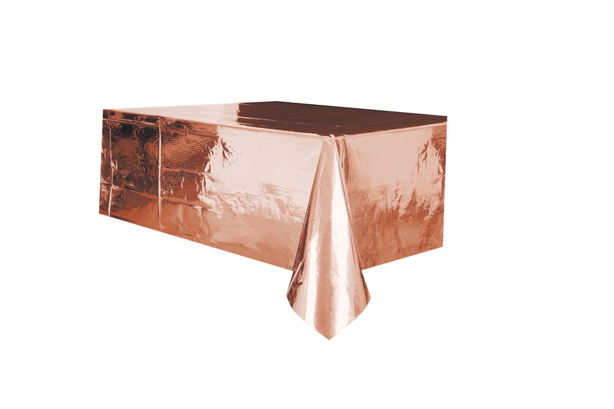 Tablecover Rose Gold Foil in plastic, 137 x 274cm