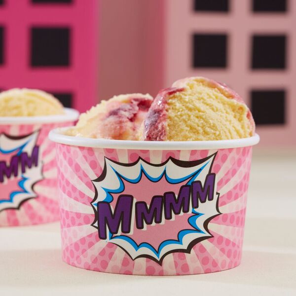 Ice Cream / Treat Tubs - Pop Art Party  8 pces pink