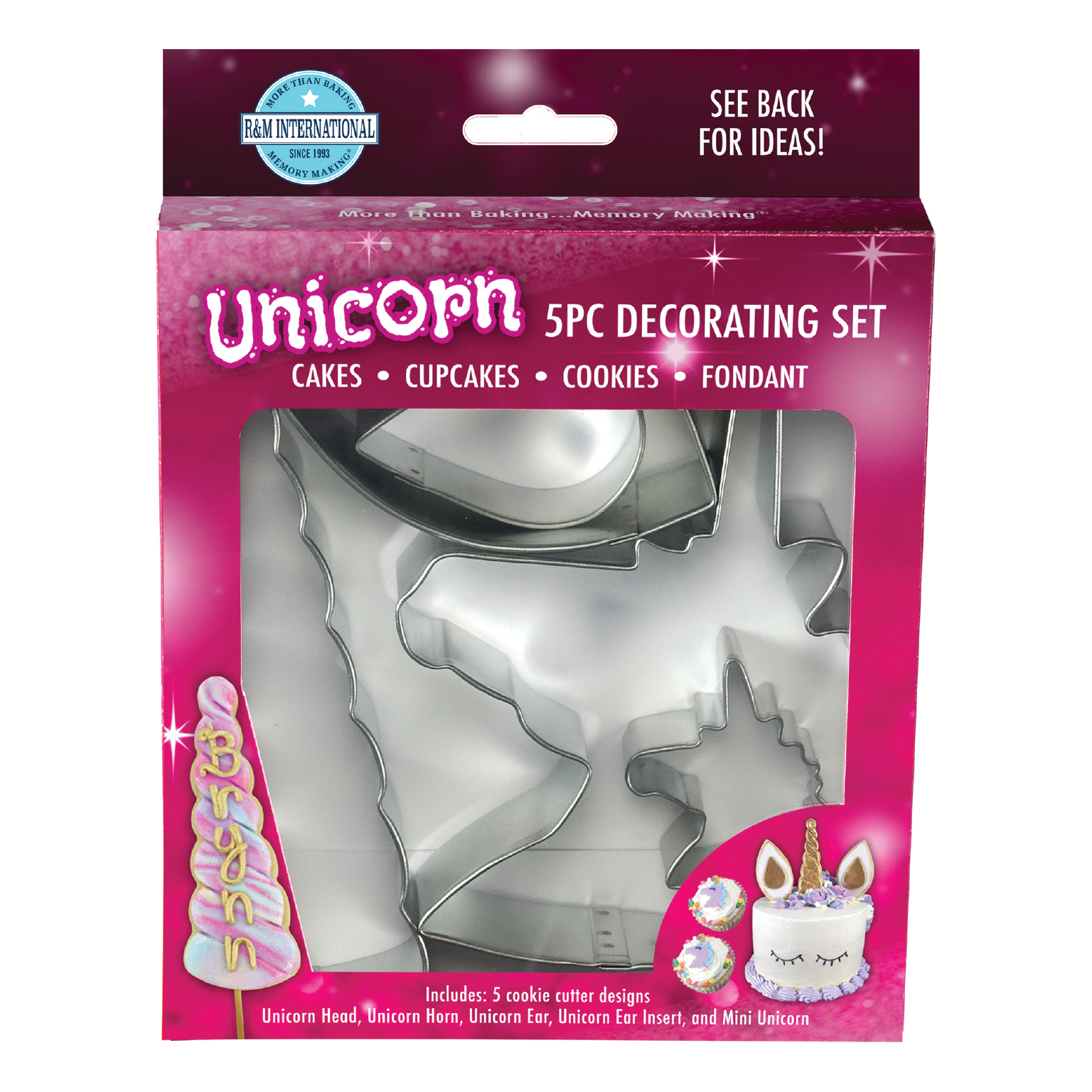 Unicorn Cake Decorating kit, 5 cutters from 4,4 to 12 cm
