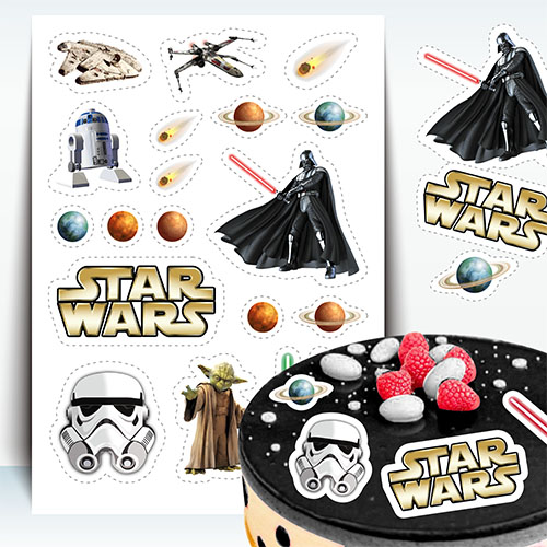 Star Wars Zucker Stickers, ein A4-Blatt in Zucker, zum Schneiden