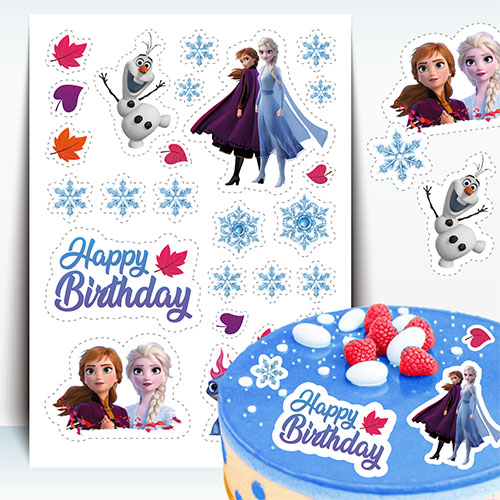 Frozen IIZucker Stickers, ein A4-Blatt in Zucker, zum Schneiden