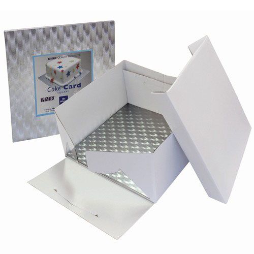 PME CAKE BOX & SQUARE CAKE BOARD (3MM) 25X25X15 CM