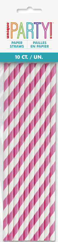 10  Paper   Straws pink striped