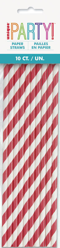 10  Paper   Straws ruby red striped