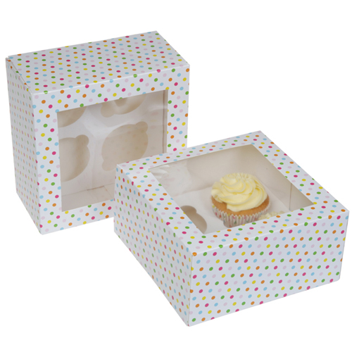 House of Marie Cupcake Box 4 -Confetti 18x18x9cm, 2 stück