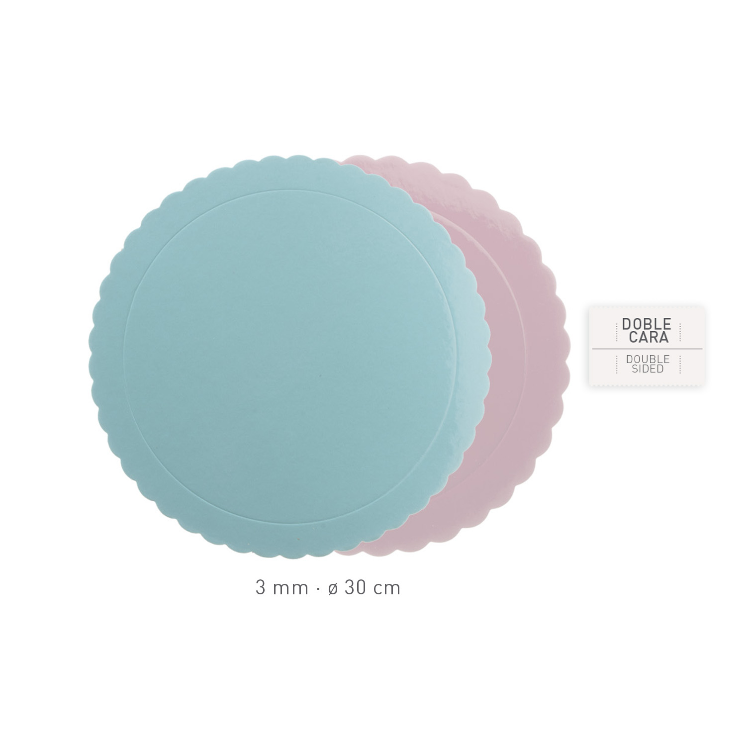 Runde Kuchenplatte, 30 cm, 3mm   blau rosa