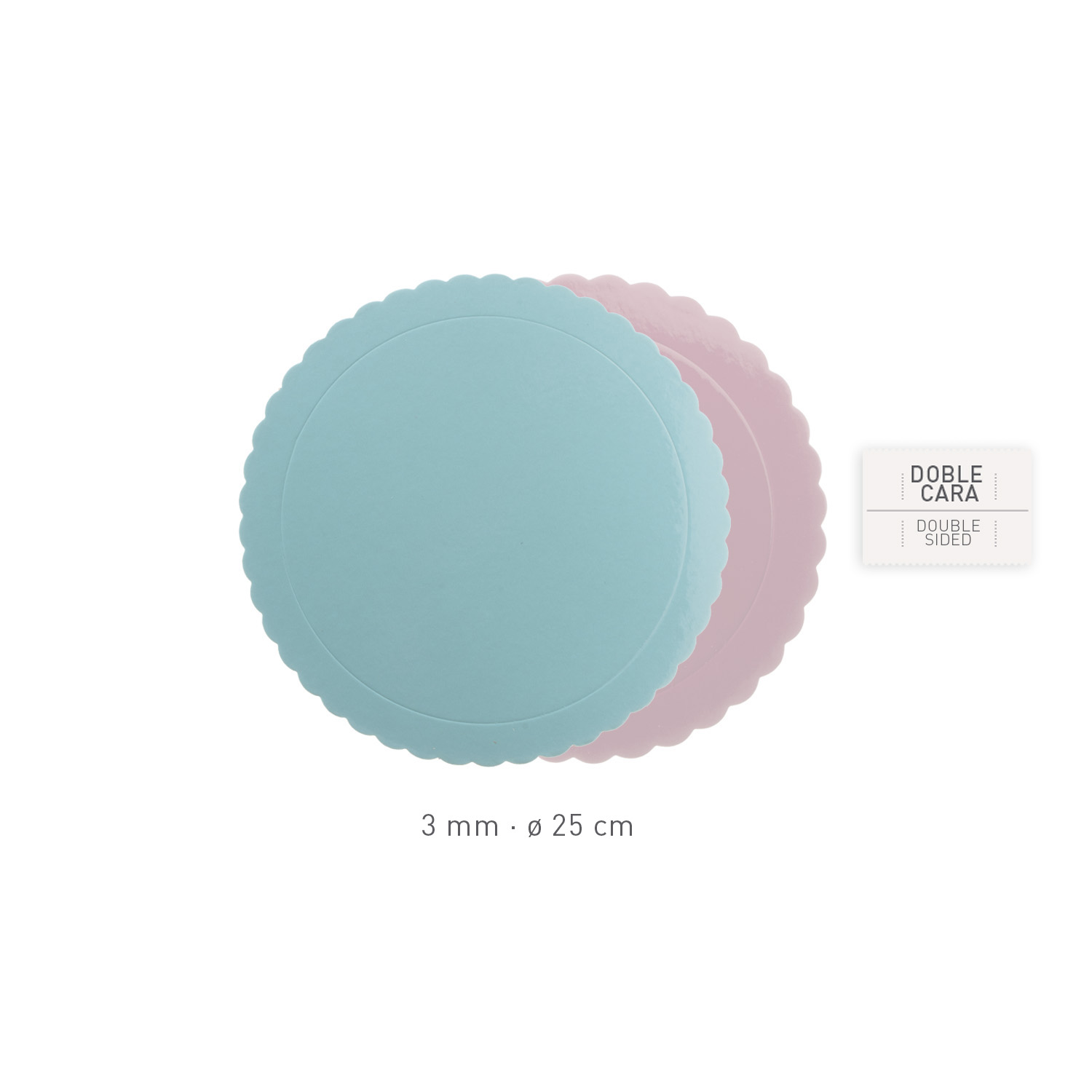 Runde Kuchenplatte, 25 cm, 3mm   Blau / rosa