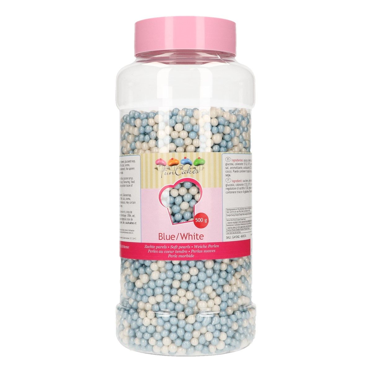 FunCakes Weiche Perlen -Blau/Weiß 500 g