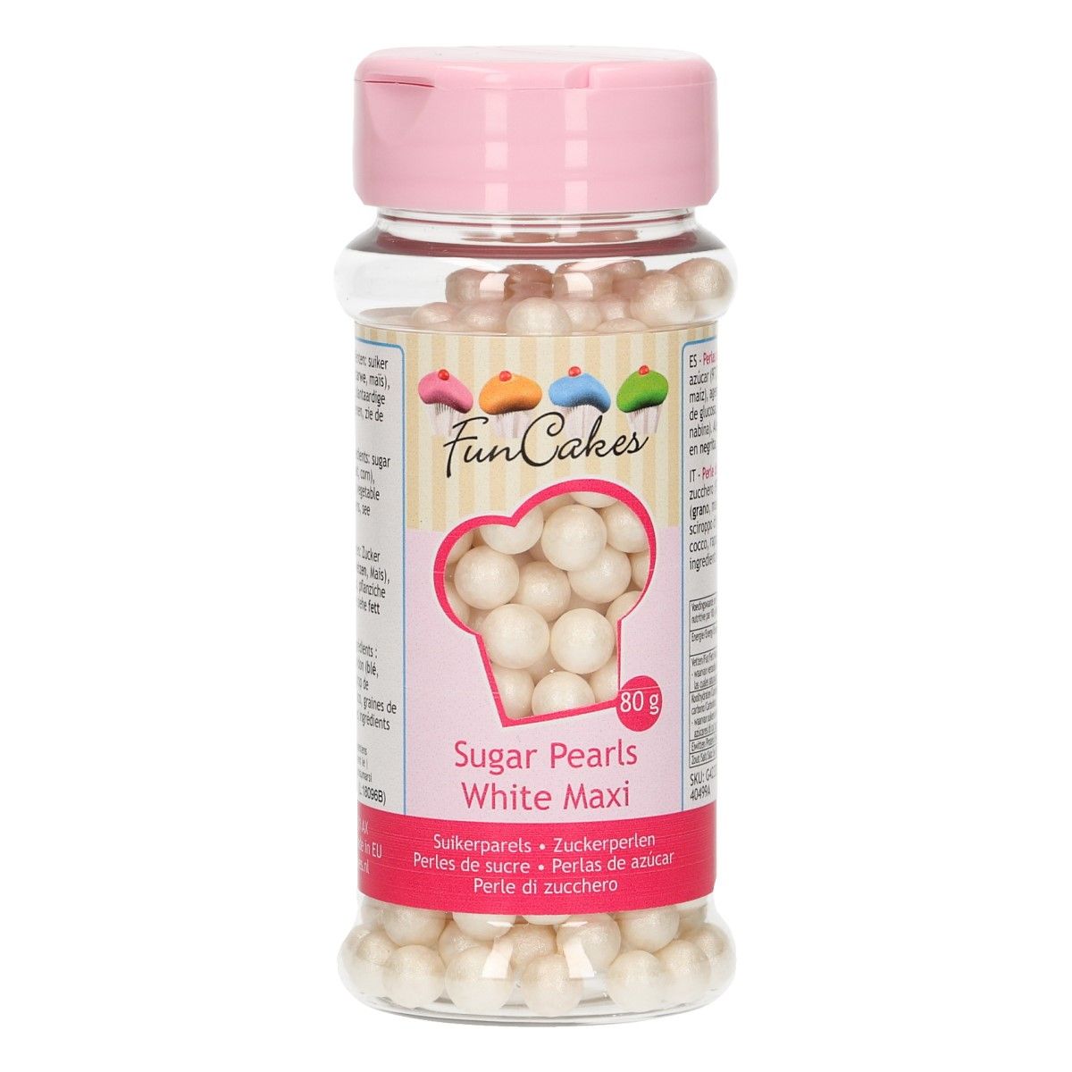 FunCakes Perles en sucre 7 mm - Blanc Brillant - 80g