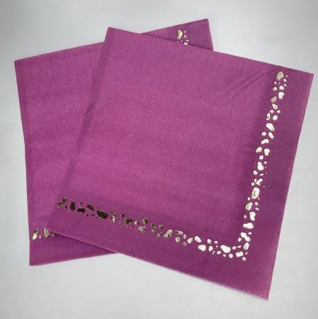 16 serviettes  Foil Purple, papier, 33 x 33 cm