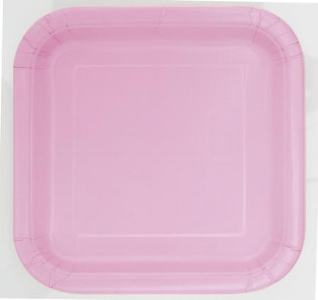 16 Assiettes carrées 18 cm rose, en carton