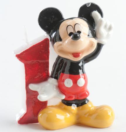 Bougie chiffre Mickey No 1.  6,5 cm