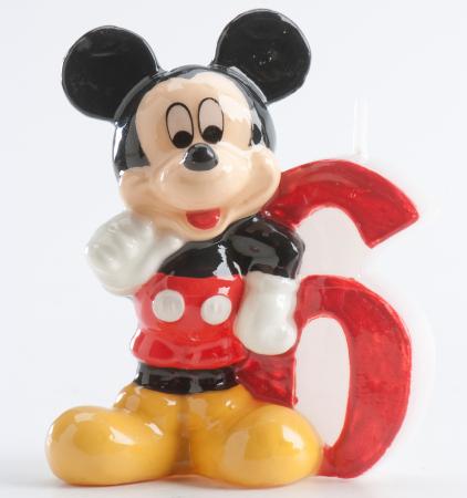 Bougie chiffre Mickey No 6.  6,5 cm