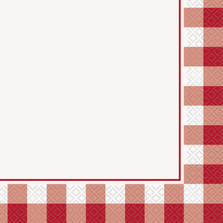 16 serviettes rouge vichy , papier, 16.5 x 16.5 cm (33 cm)